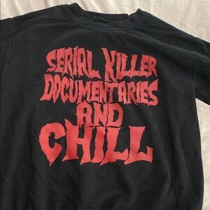 Black Sweatshirt with Red Graphic Text